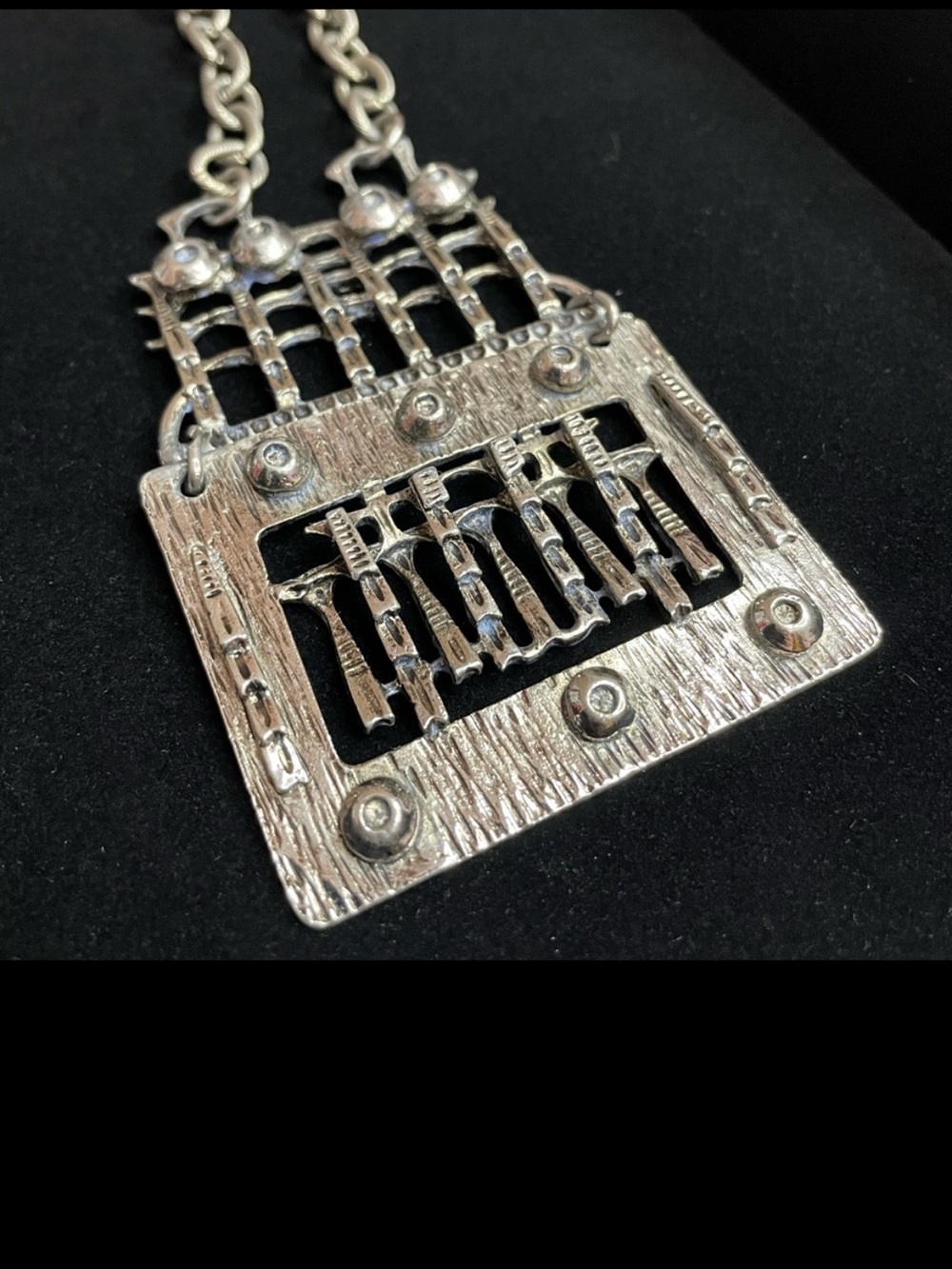 Pentti Sarpaneva Silver-Tone Brutalist Owl Series Necklace